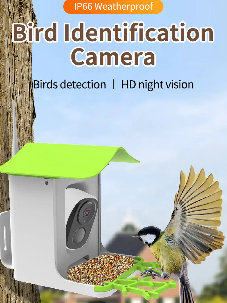 Solar-Powered Smart Bird Feeder with Camera, HD Live View & Instant Alerts, IP66 Weatherproof Design, Ideal Bird Watching Gift