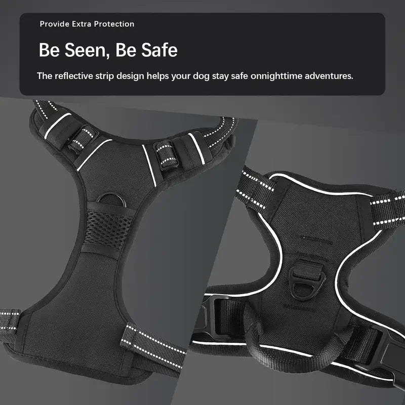 German Oak Cooling Dog Set - Escape Proof Harness Vest & Leather Collar with Anti-Chafe, Breathable for Large Dogs