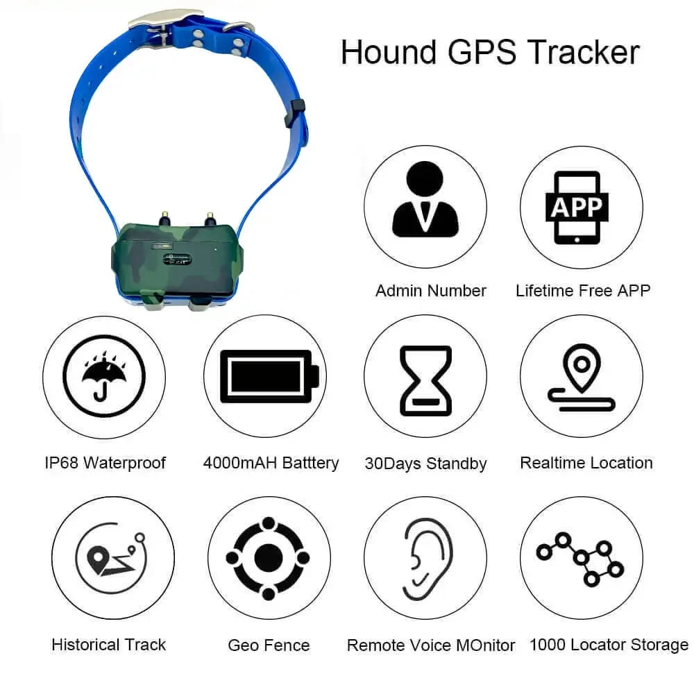 4G GPS Tracker Dog Collar for Hunting Dogs Cow Sheep 4000 mAh IP68 Waterproof Pet Tracker Large Animal Collar with Free App
