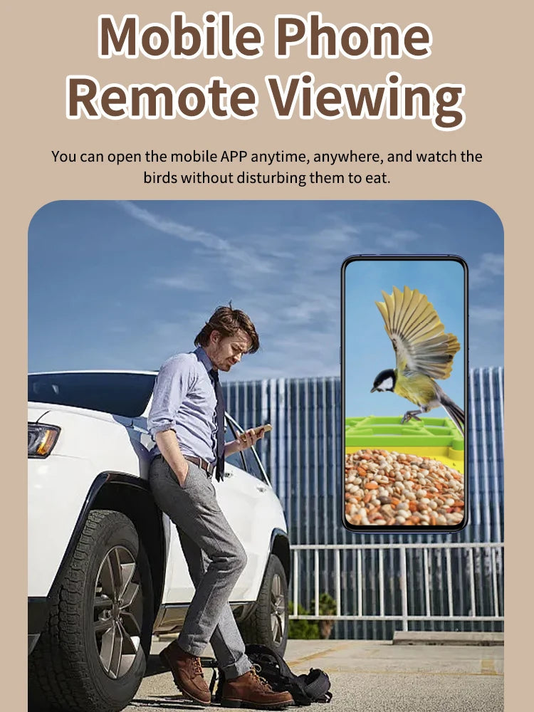 Solar-Powered Smart Bird Feeder with Camera, HD Live View & Instant Alerts, IP66 Weatherproof Design, Ideal Bird Watching Gift