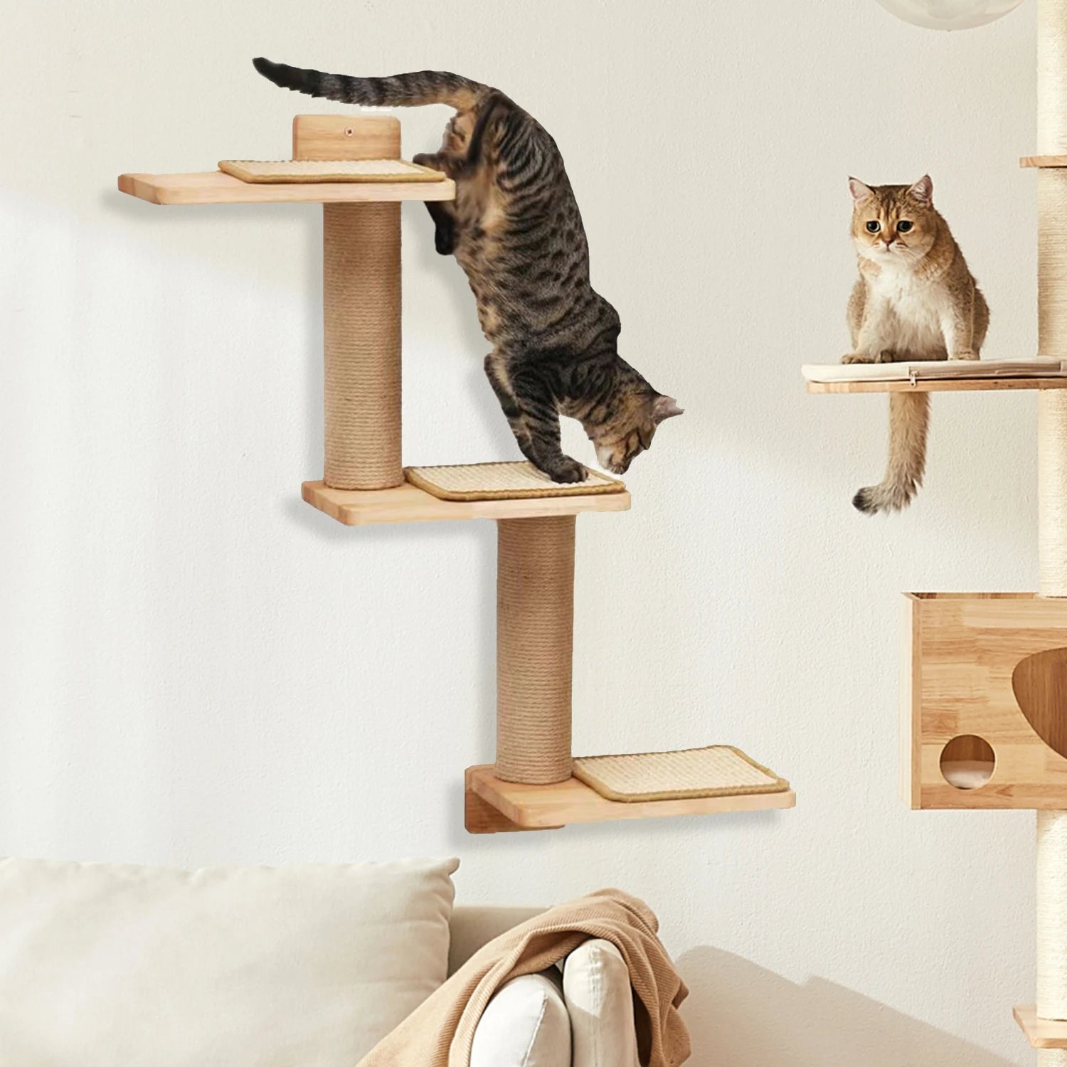 Cats get Floor Solid wood Cat Tree House Climbing Pets Furniture Kitten Trees multi-layer Cat Climbing Indoor boy