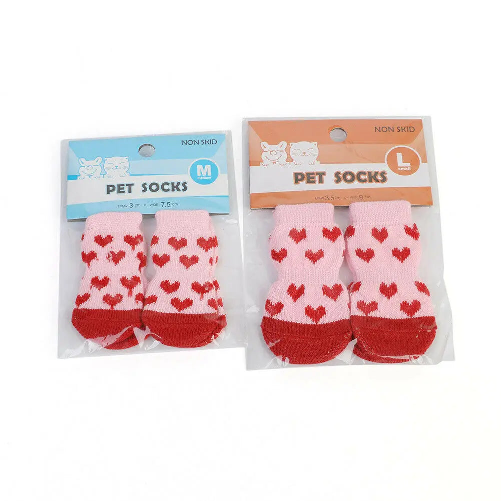 Non-Slip Dog Socks Cute Indoor Boots Socks Knitted Pet Puppy Shoes Paw Print for Small Medium Large Dogs Cat Dog Supplies