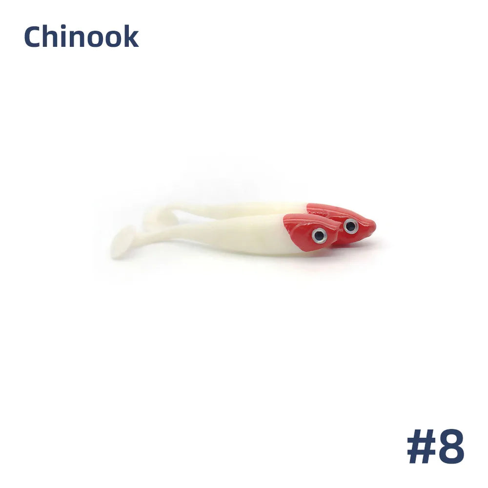 Chinook Soft Bait Lure 3D t-tail 65mm 5pcs Wobblers Silicone Fish Artificial Bait Fishing For Jig Head Texas Jigs Wacky Hooks