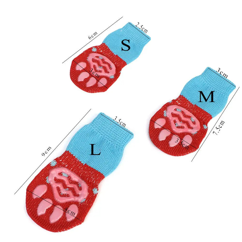 Non-Slip Dog Socks Cute Indoor Boots Socks Knitted Pet Puppy Shoes Paw Print for Small Medium Large Dogs Cat Dog Supplies