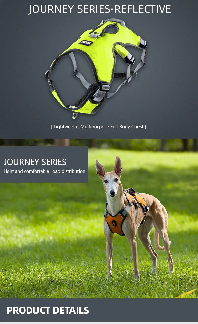 Reflective Nylon Pet Dog Harness No Pull Adjustable Medium Large Naughty Dog Vest Safety Vehicular Lead Walking Running