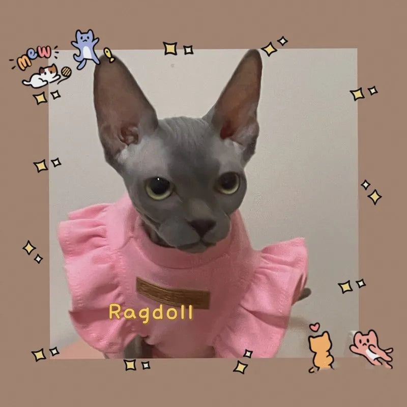 2021 Luxury Sphynx Cat Clothes Summer Dog Fancy Dress For Hairless Cats Clothing Small French Bulldog Puppy Costume Kittens Vest
