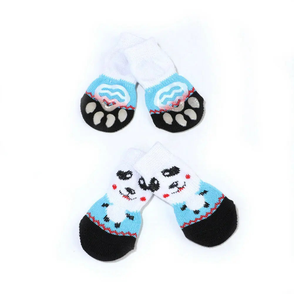 Non-Slip Dog Socks Cute Indoor Boots Socks Knitted Pet Puppy Shoes Paw Print for Small Medium Large Dogs Cat Dog Supplies