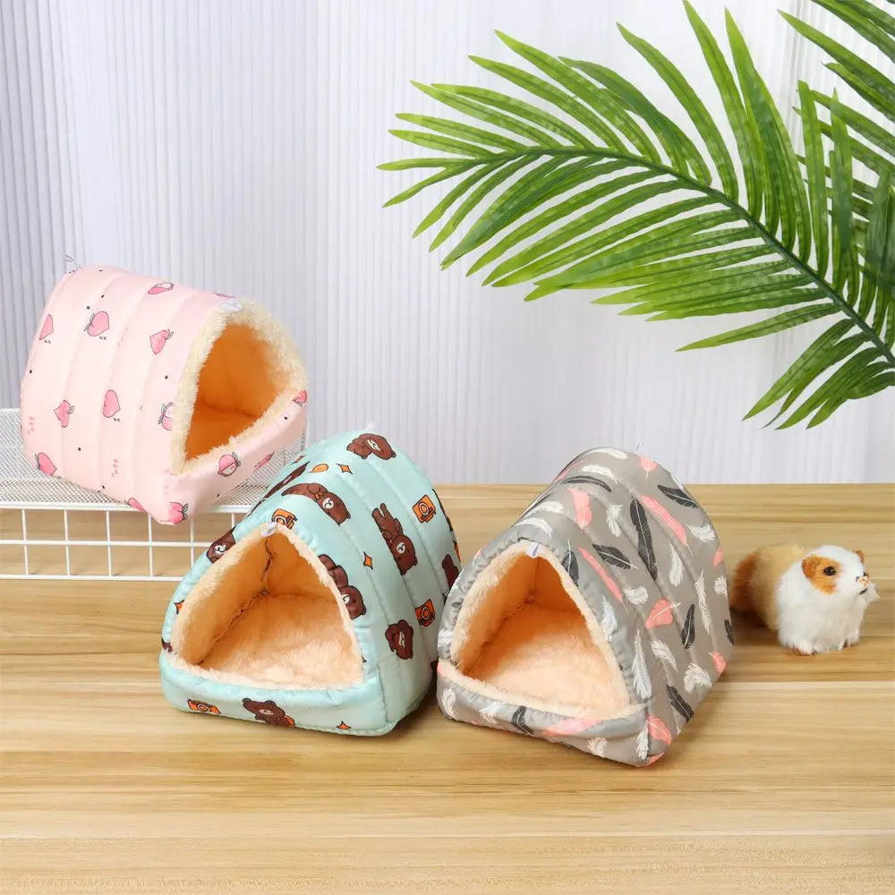 Hamster Nest Winter Warm Soft Mat Hangable Hamster House Small Animal Sleeping Bed Mini Pet Rabbit Squirrel Nest Guinea Pig Nest