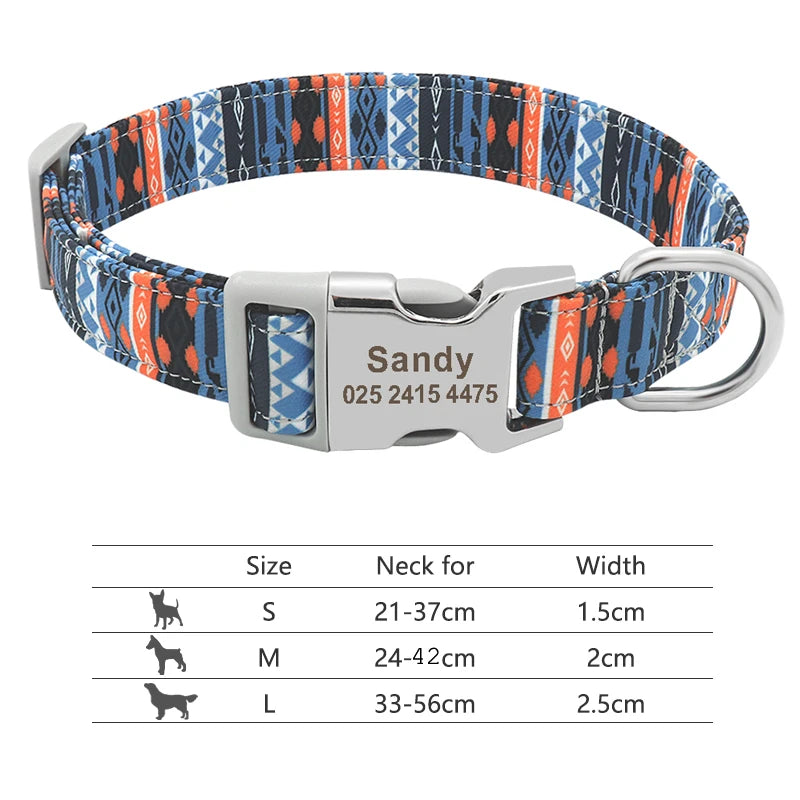 Personalized Nylon Dog Collar Customized Pet Collar Engraved ID Tag Nameplate Buckle for Small Medium Large Dogs Pitbull Pug