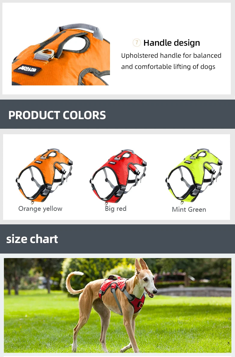 Reflective Nylon Pet Dog Harness No Pull Adjustable Medium Large Naughty Dog Vest Safety Vehicular Lead Walking Running