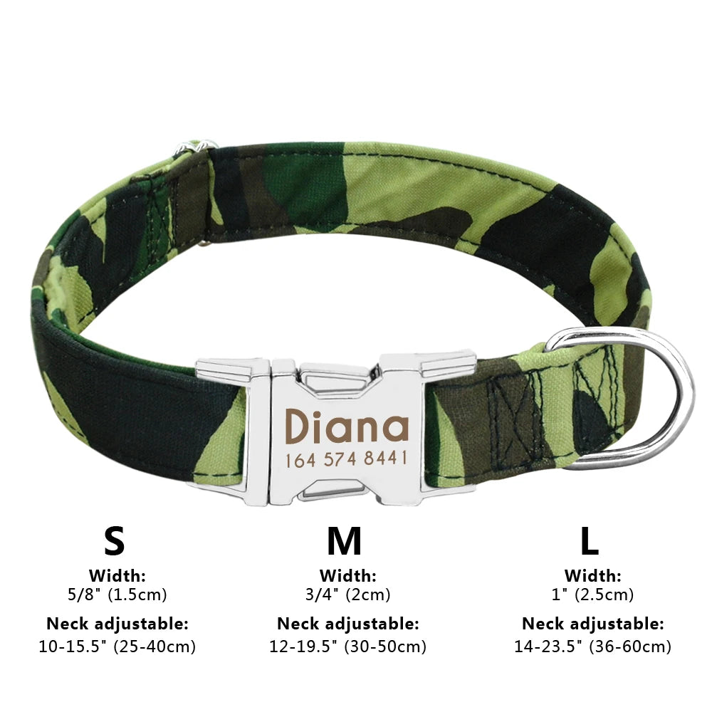 Custom Nylon Dog Collar Fashion Print Dog Collars Customized Puppy Pet Collar Engraved Name for Small Medium Large Big Dogs Pug
