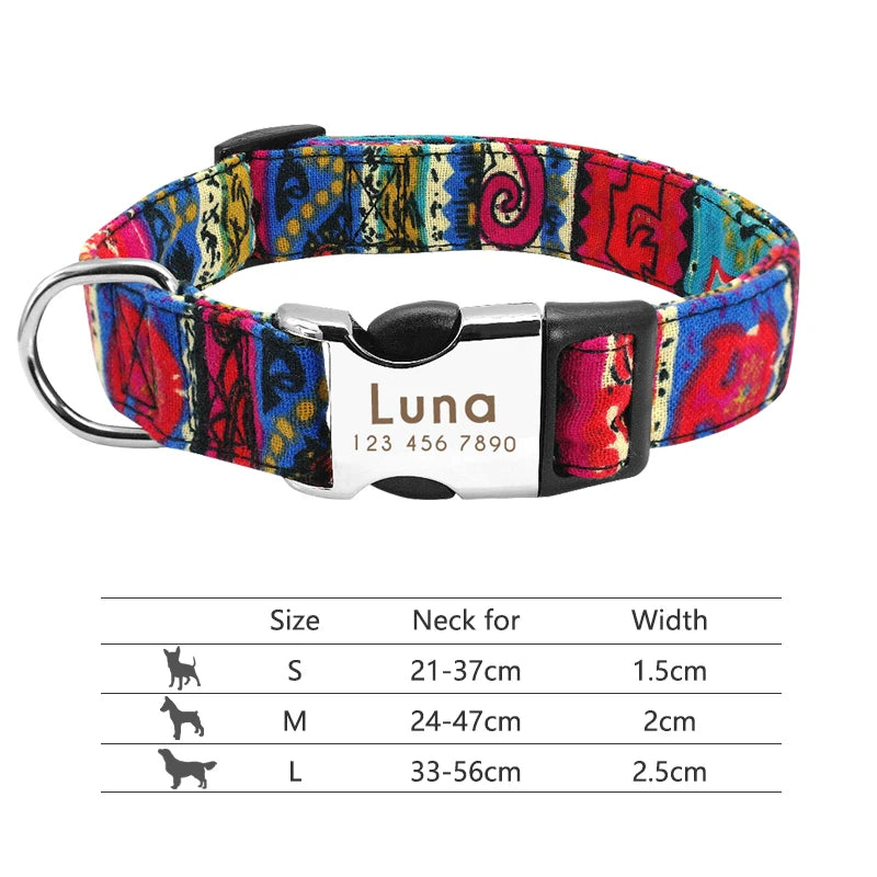 Personalized Nylon Dog Collar Customized Pet Collar Engraved ID Tag Nameplate Buckle for Small Medium Large Dogs Pitbull Pug