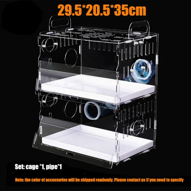 Acrylic Hamster Cage Transparent Single/Double/ Three Layer Villa Guinea Pig Golden Silk Bear Empty Cage Supplies Small Pet Nest