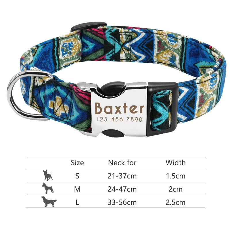Personalized Nylon Dog Collar Customized Pet Collar Engraved ID Tag Nameplate Buckle for Small Medium Large Dogs Pitbull Pug