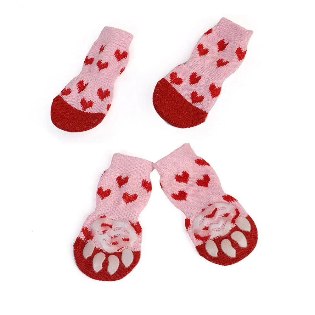 Non-Slip Dog Socks Cute Indoor Boots Socks Knitted Pet Puppy Shoes Paw Print for Small Medium Large Dogs Cat Dog Supplies