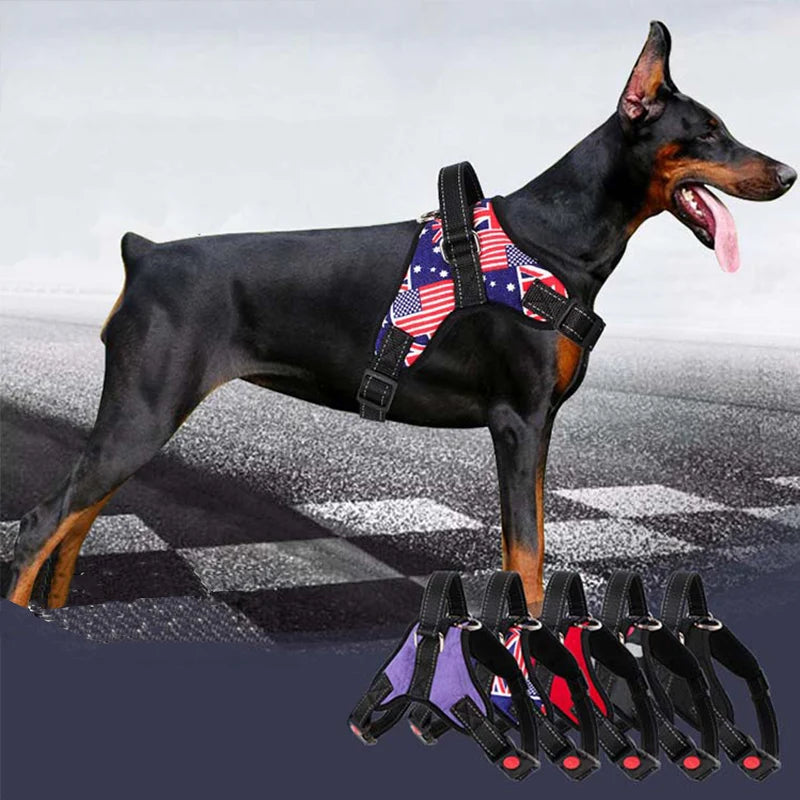Nylon Adjustable Pet Harness For Dogs Reflective Dog Harness No Pull Small Medium Large Dog Harness Leash Dog Supplies