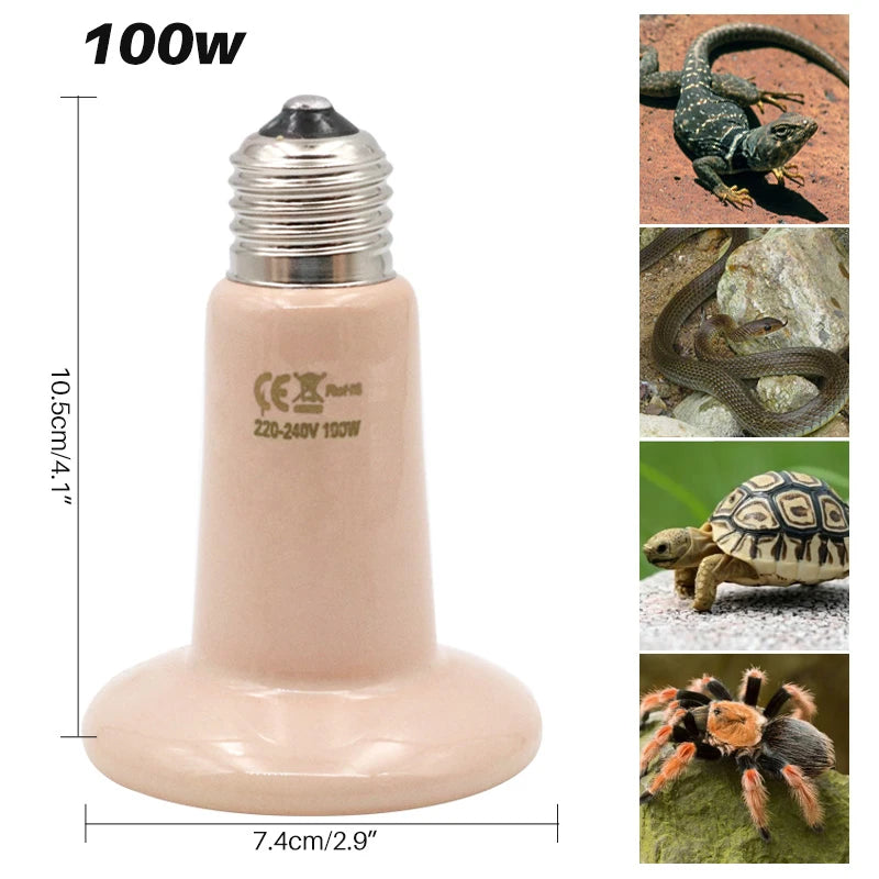 5Pcs Pet Heating Lamp 220V Infrared Ceramic Emitter Heat Light Bulb Pet Brooder Reptile Lamp 25W 50W 75W 100W 150W 200W