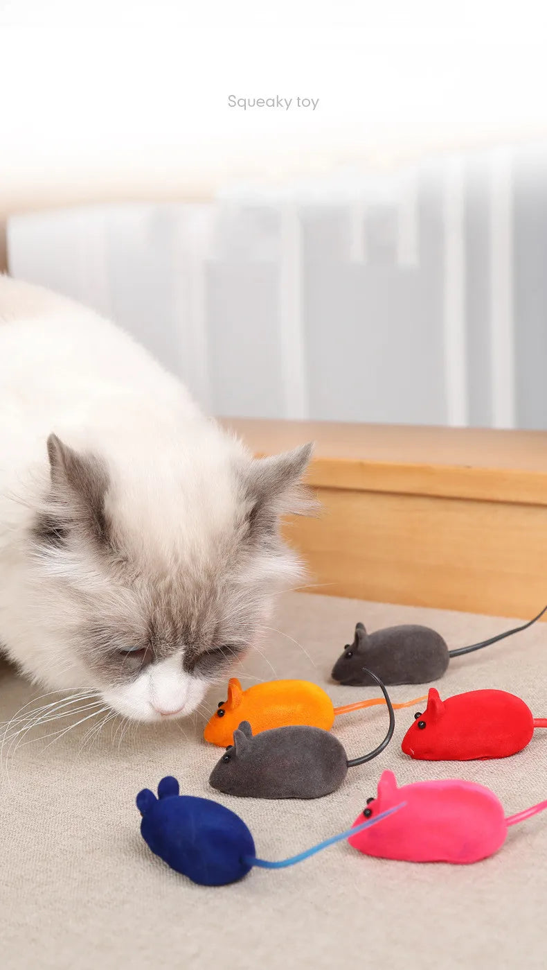 Squeaker Mouse Cat Toy Interative Flocking Voice Realistic Mouse For Playing Funny Toys for Kitten Cat Game Pet Supplies