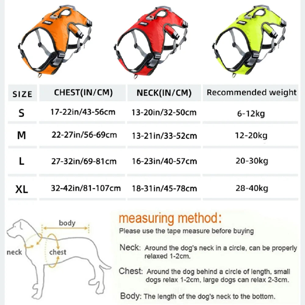 Reflective Nylon Pet Dog Harness No Pull Adjustable Medium Large Naughty Dog Vest Safety Vehicular Lead Walking Running