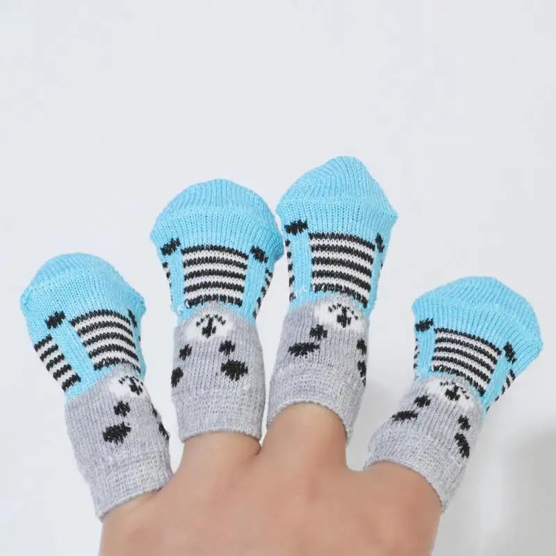 Non-Slip Dog Socks Cute Indoor Boots Socks Knitted Pet Puppy Shoes Paw Print for Small Medium Large Dogs Cat Dog Supplies