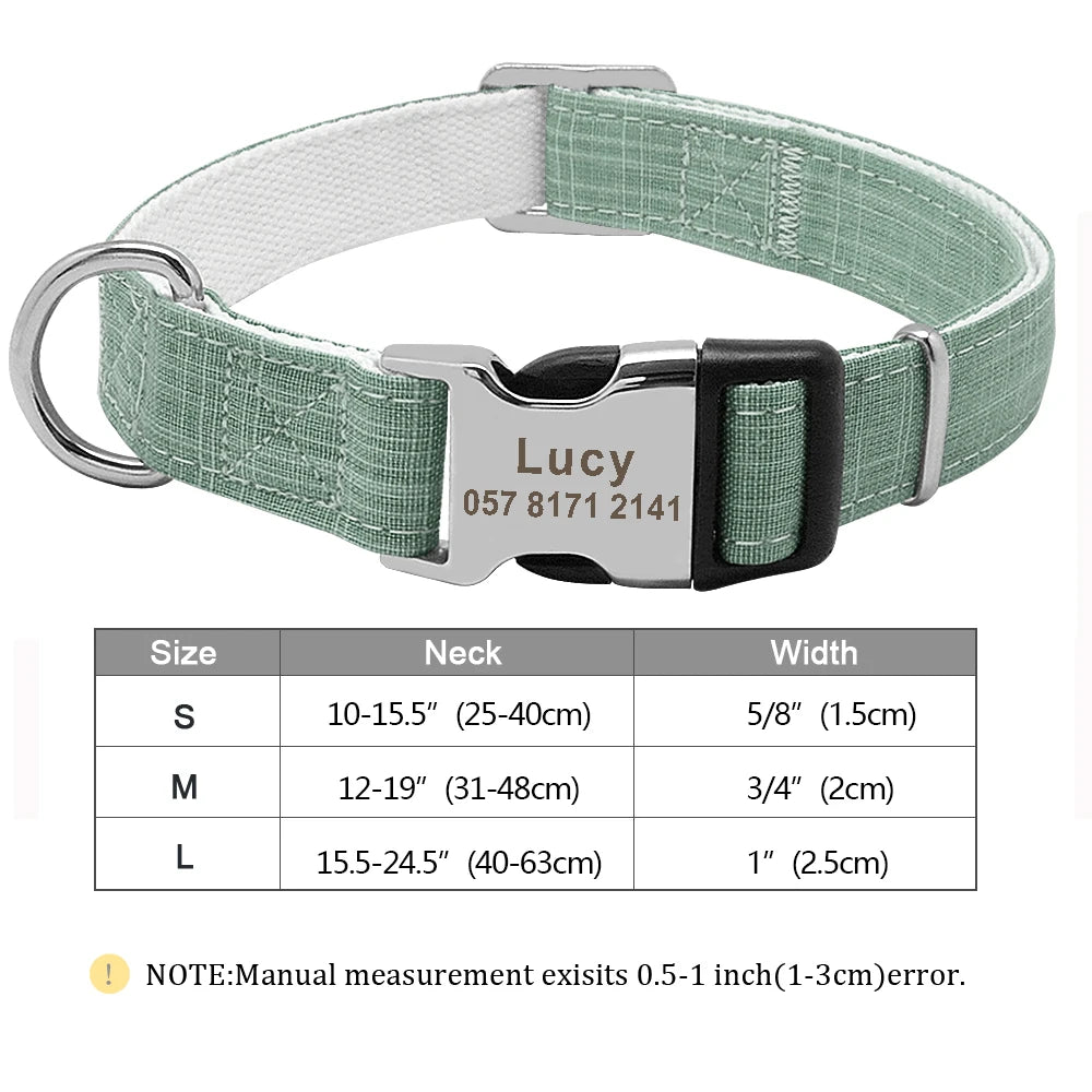 Custom Nylon Dog Collar Fashion Print Dog Collars Customized Puppy Pet Collar Engraved Name for Small Medium Large Big Dogs Pug