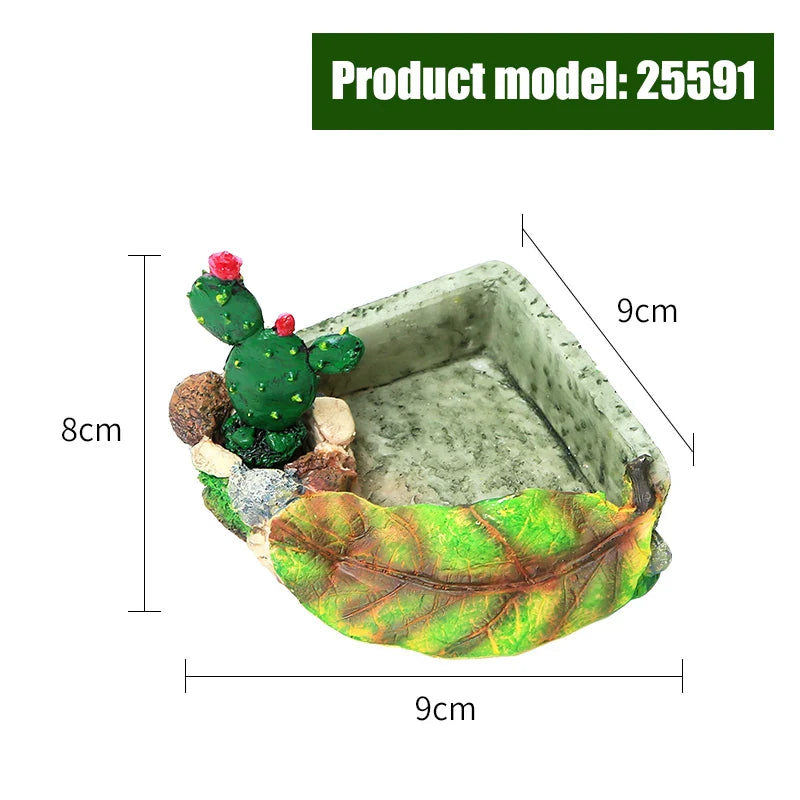 Crawler Pet Feeder Bowl Basin Resin Non-toxic Food Water Pot Reptile Turtle Scorpion Lizard Gecko Decor Pets Supply Accessories