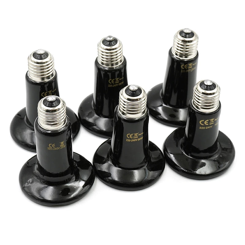 5Pcs Pet Heating Lamp 220V Infrared Ceramic Emitter Heat Light Bulb Pet Brooder Reptile Lamp 25W 50W 75W 100W 150W 200W