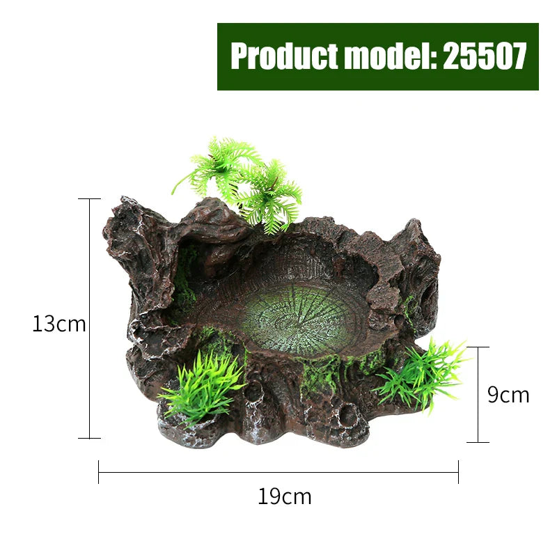 Crawler Pet Feeder Bowl Basin Resin Non-toxic Food Water Pot Reptile Turtle Scorpion Lizard Gecko Decor Pets Supply Accessories
