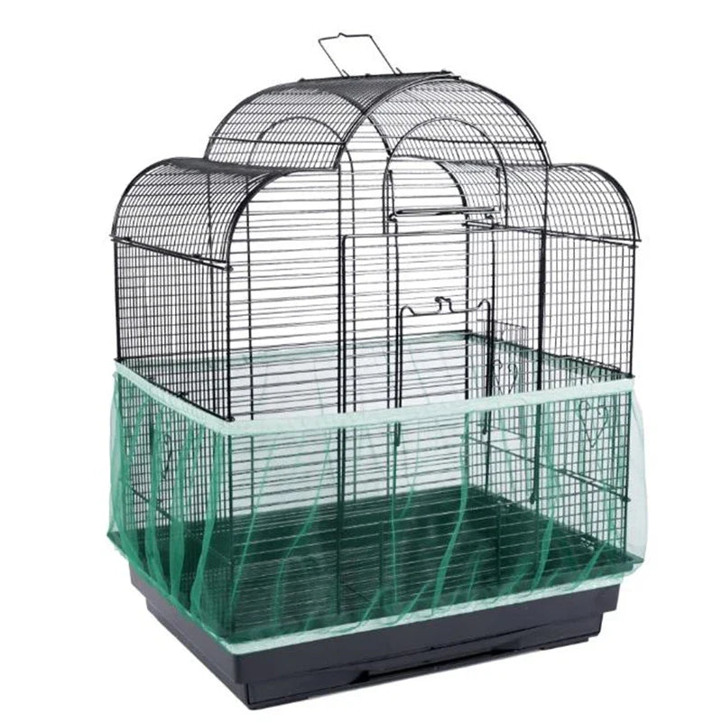 Nylon Mesh Bird Cage Cover Shell Skirt Net Easy Cleaning Seed Catcher Guard Bird Cage Accessories Airy Mesh Parrot Bird Cage Net
