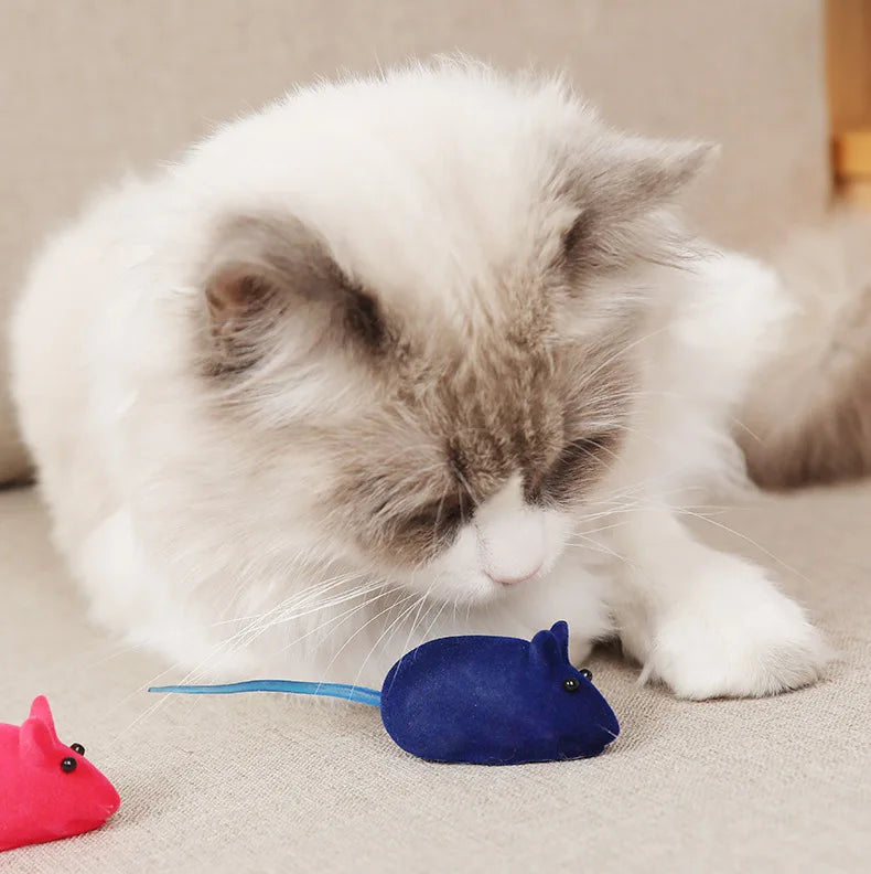 Squeaker Mouse Cat Toy Interative Flocking Voice Realistic Mouse For Playing Funny Toys for Kitten Cat Game Pet Supplies