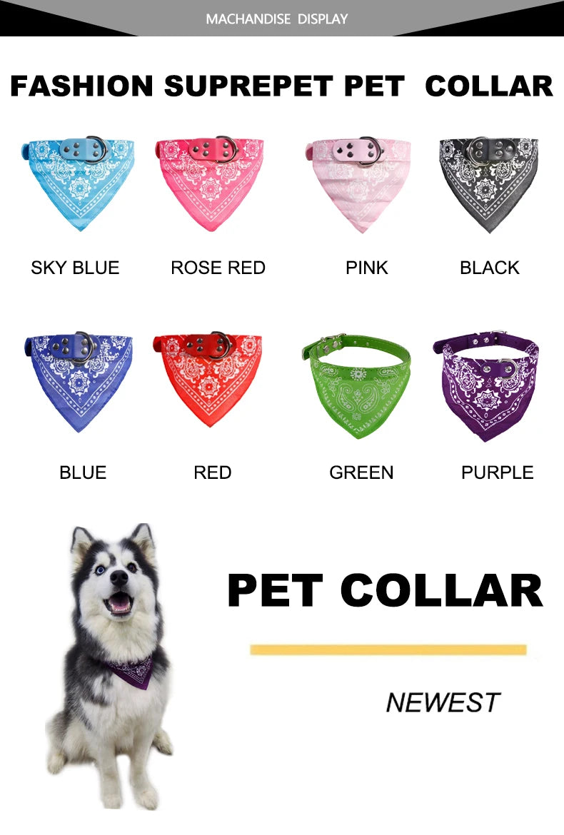 SUPREPET Cute Adjustable Small Dog Collars Puppy Pet Slobber Towel Outdoor Cat Collar Print Scarf  Design Dog Collar Neckerchief