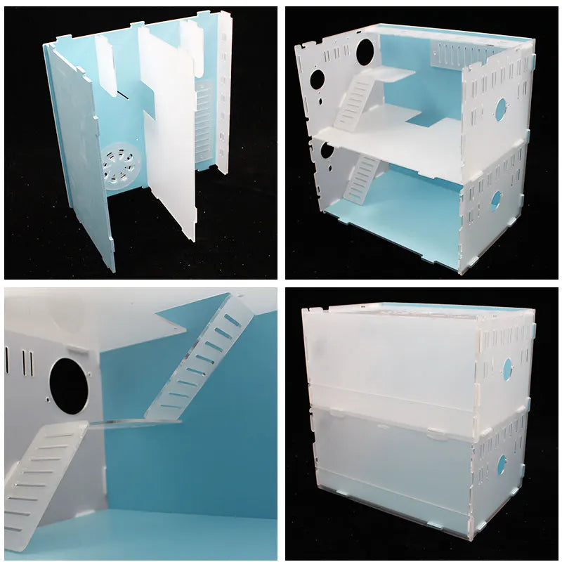 Acrylic Hamster Cage Transparent Single/Double/ Three Layer Villa Guinea Pig Golden Silk Bear Empty Cage Supplies Small Pet Nest