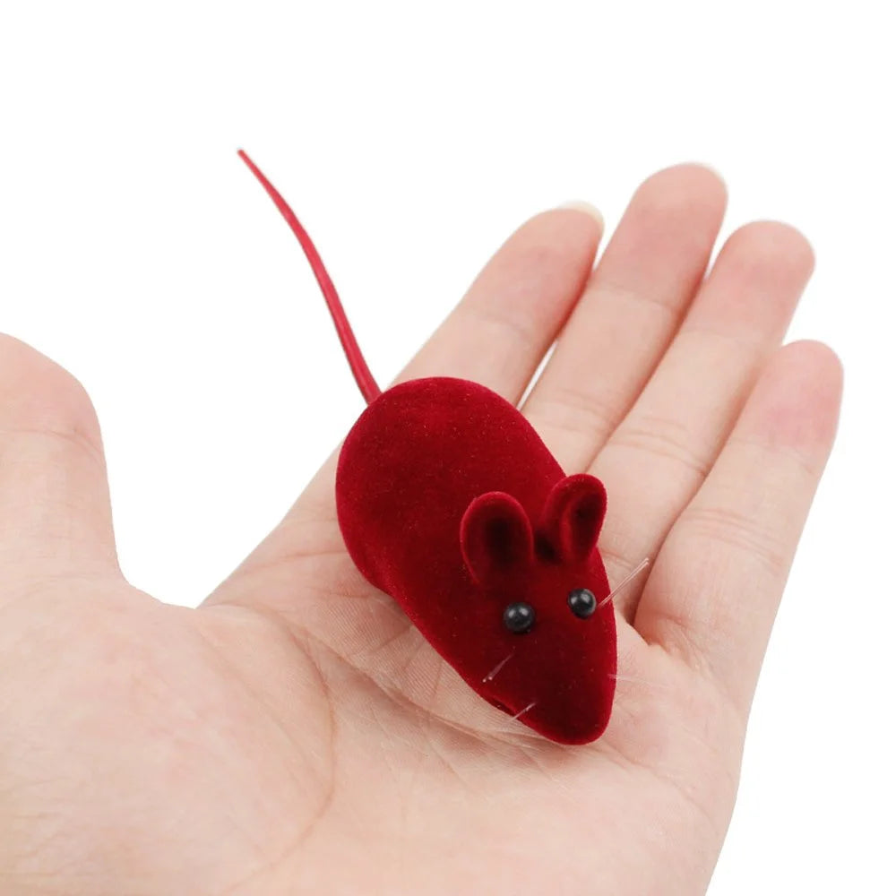 Squeaker Mouse Cat Toy Interative Flocking Voice Realistic Mouse For Playing Funny Toys for Kitten Cat Game Pet Supplies