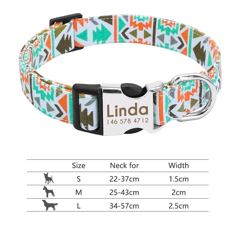 Personalized Nylon Dog Collar Customized Pet Collar Engraved ID Tag Nameplate Buckle for Small Medium Large Dogs Pitbull Pug
