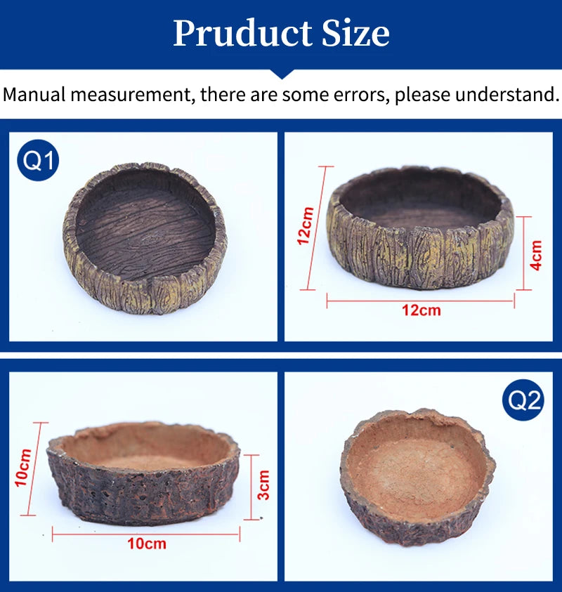 Crawler Pet Feeder Bowl Basin Resin Non-toxic Food Water Pot Reptile Turtle Scorpion Lizard Gecko Decor Pets Supply Accessories