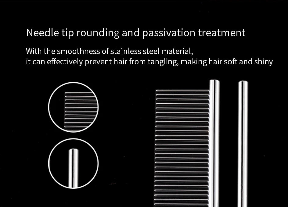 Stainless Steel Dog Comb Long Thick Hair Fur Removal Brush 16/19cm Pets Dog Cat Grooming Dematting Combs for Shaggy Dogs