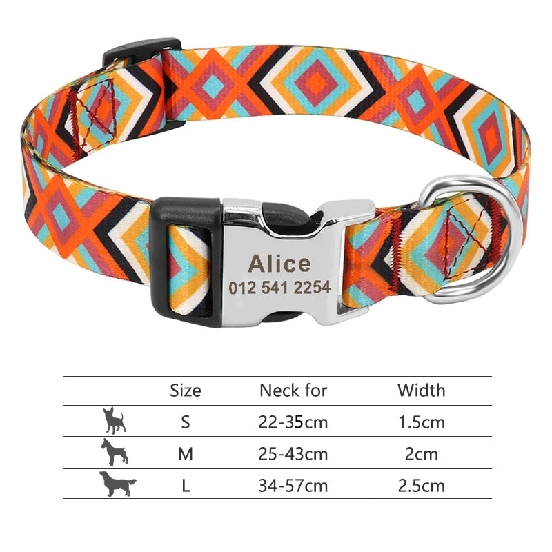 Personalized Nylon Dog Collar Customized Pet Collar Engraved ID Tag Nameplate Buckle for Small Medium Large Dogs Pitbull Pug