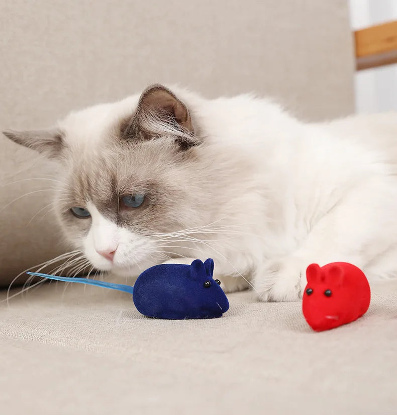 Squeaker Mouse Cat Toy Interative Flocking Voice Realistic Mouse For Playing Funny Toys for Kitten Cat Game Pet Supplies