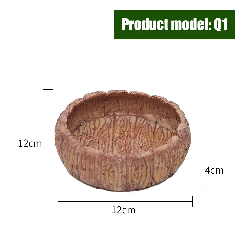 Crawler Pet Feeder Bowl Basin Resin Non-toxic Food Water Pot Reptile Turtle Scorpion Lizard Gecko Decor Pets Supply Accessories