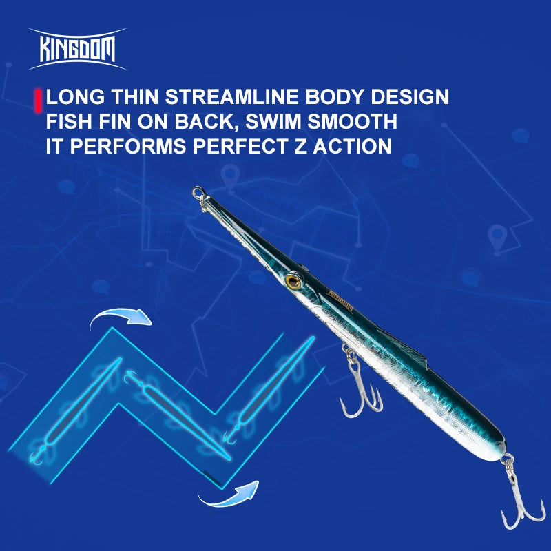 Kingdom Fishing Lures 11g 13g 30g 40g 205mm 130mm Long Casting Needle Pencil Artificial Stickbaits Sinking Floating Fishing Lure