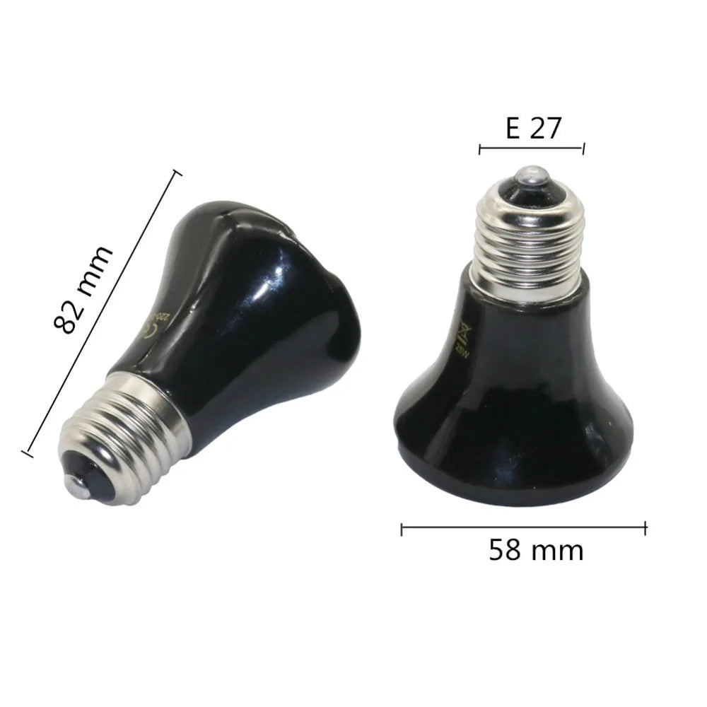 6 Pcs Reptile Pet No Light Far Infrared Ceramic Heating Lamp E27  25W 50W 75W 100W Small Mini Heat Lamp
