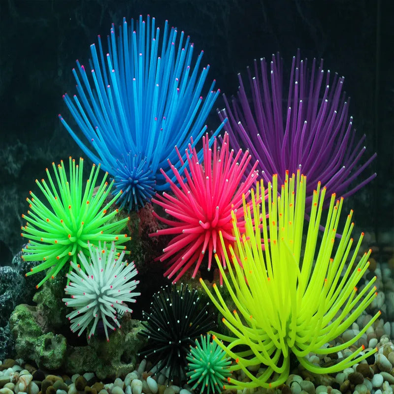 Aquarium Silicone Simulation Artificial Fish Tank Fake Coral Plant Underwater Aquatic Sea Anemone Ornament Decoration Accessory
