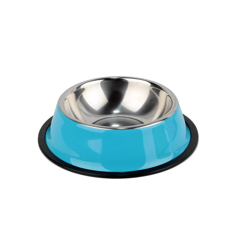 4 Colors Stainless Steel Dog Bowls,Lovely Pet Food Water Drink Dishes Feeder For Cat Puppy Dog