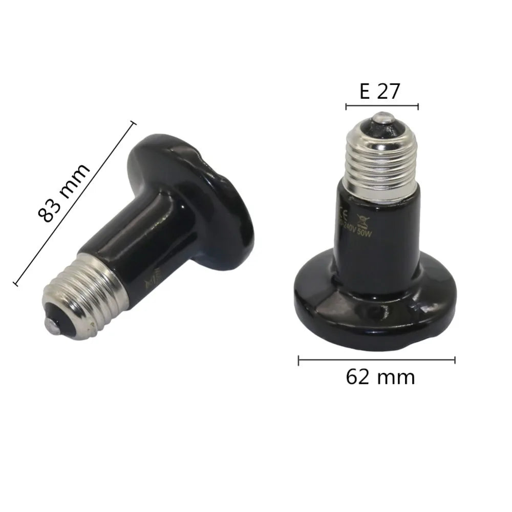 6 Pcs Reptile Pet No Light Far Infrared Ceramic Heating Lamp E27  25W 50W 75W 100W Small Mini Heat Lamp