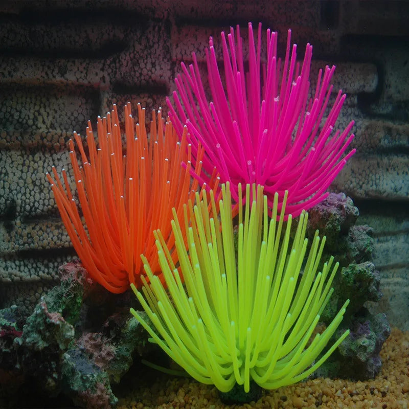 Aquarium Silicone Simulation Artificial Fish Tank Fake Coral Plant Underwater Aquatic Sea Anemone Ornament Decoration Accessory