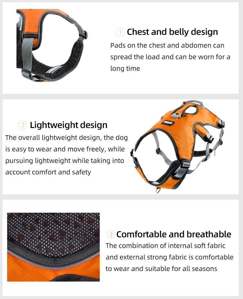 Reflective Nylon Pet Dog Harness No Pull Adjustable Medium Large Naughty Dog Vest Safety Vehicular Lead Walking Running