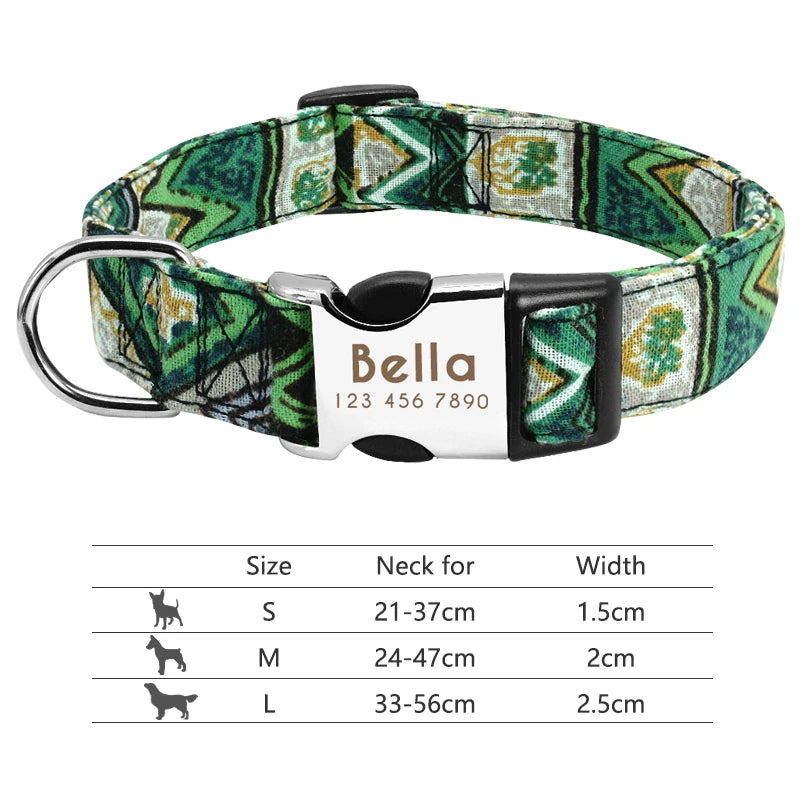 Personalized Nylon Dog Collar Customized Pet Collar Engraved ID Tag Nameplate Buckle for Small Medium Large Dogs Pitbull Pug