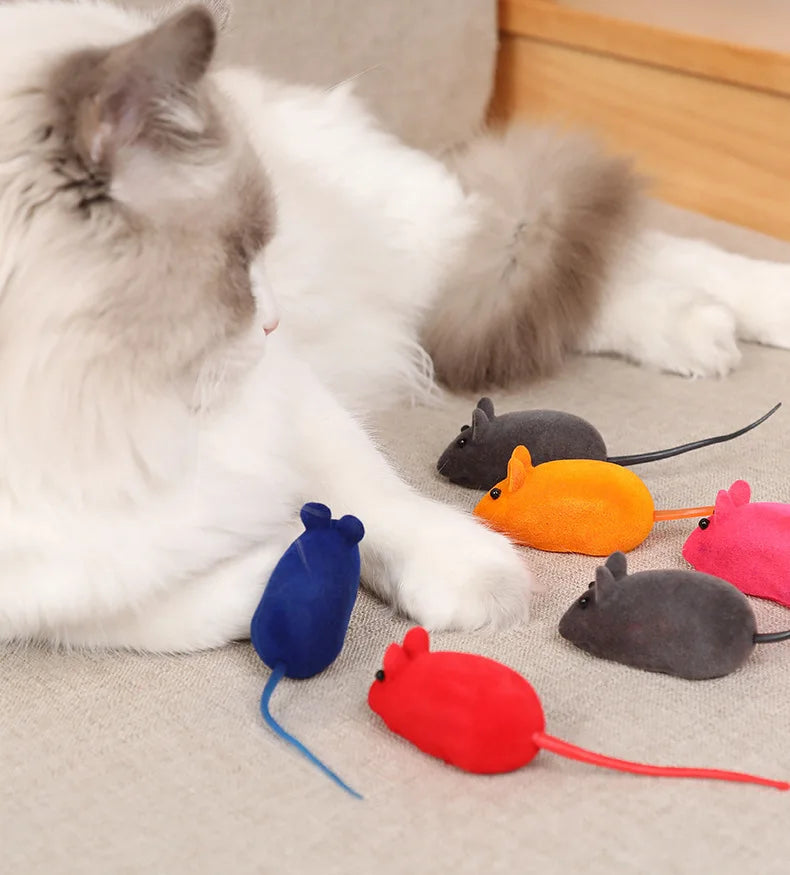 Squeaker Mouse Cat Toy Interative Flocking Voice Realistic Mouse For Playing Funny Toys for Kitten Cat Game Pet Supplies