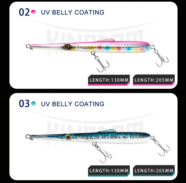 Kingdom Fishing Lures 11g 13g 30g 40g 205mm 130mm Long Casting Needle Pencil Artificial Stickbaits Sinking Floating Fishing Lure