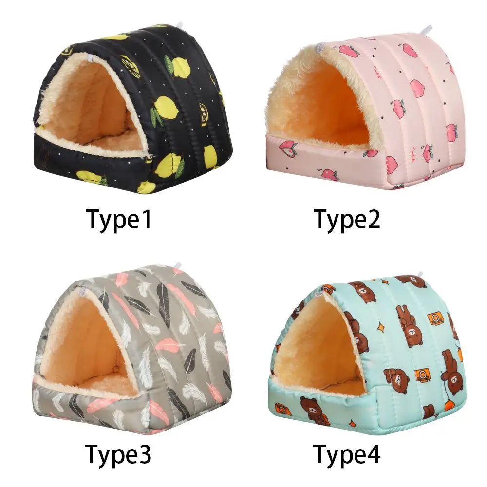 Hamster Nest Winter Warm Soft Mat Hangable Hamster House Small Animal Sleeping Bed Mini Pet Rabbit Squirrel Nest Guinea Pig Nest